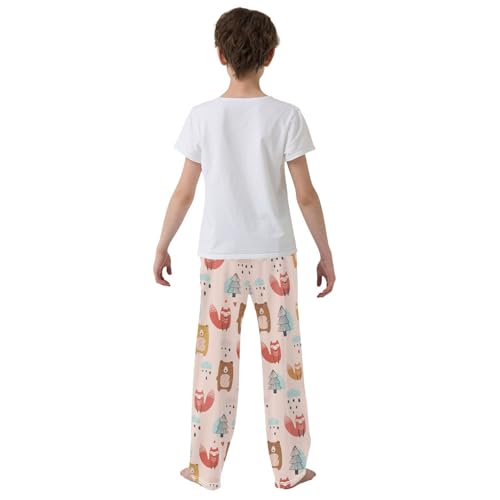 Fox Bear on The Rainy Boys Long Pants Soft Trousers Elastic Waist Kids Lounge Bottoms with Pockets S-XL3