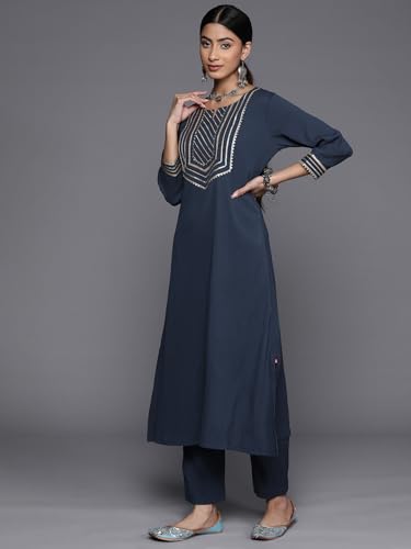 Image of Women's Crepe Embellished Straight Kurta | Ethnic Kurtas for Women | Straight Kurtas for Women