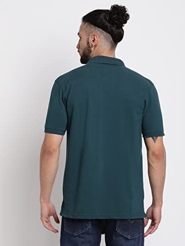 Image of Cantabil Men's Cotton Blend Solid Polo Neck T-Shirt (Regular Fit)