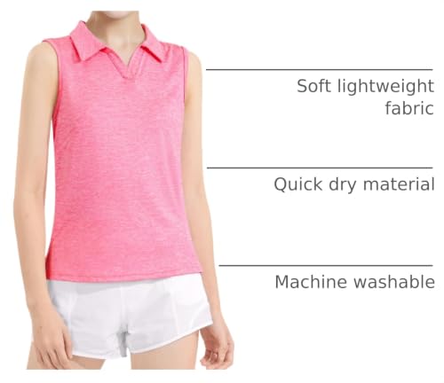 Image of Auranso Girls Polo Shirts Sleeveless Golf Tennis Quick Dry T-Shirts Tops