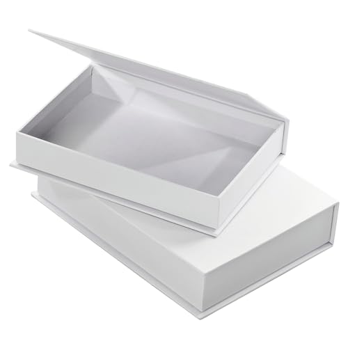 In robusto cartone bianco Folia 3313 – Scatole di Cartone scatole con Coperchio Ribaltabile, 2 Pezzi in 2 Diverse Misure, Colore Bianco, Ideali da incollare, dipingere e Decorare