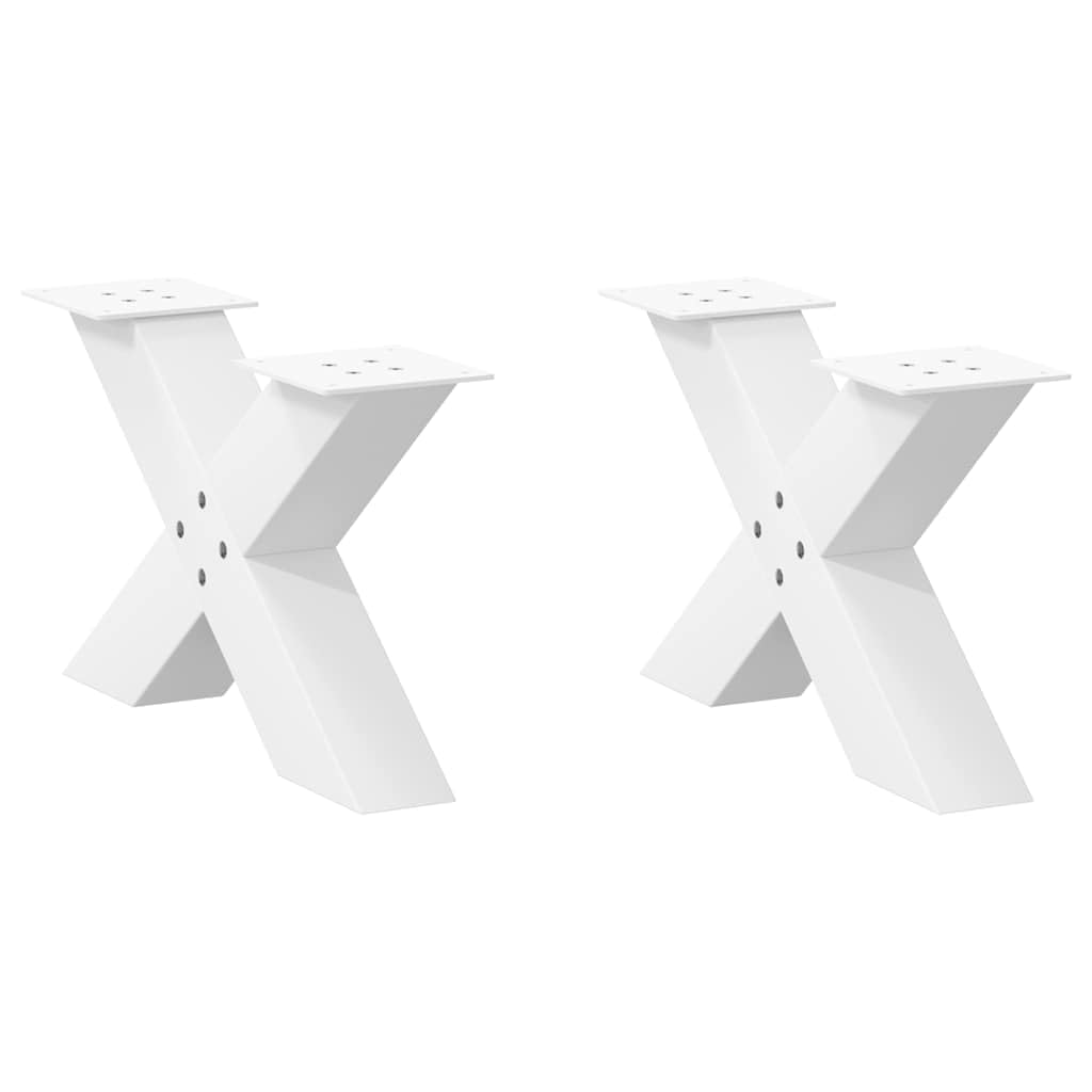 vidaXL Coffee Table Legs X-Shaped 2 pcs White 60x(30-31) cm Steel — image 1