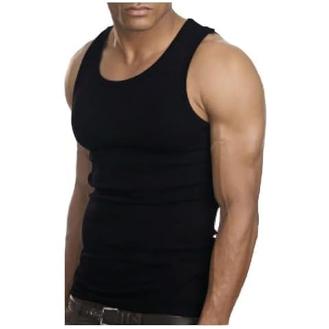 Exgreem 3 Packs Mens 100% Cotton Tank Top A-Shirt Wife Beater Undershirt (XL, Black) Cover