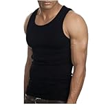 Exgreem 3 Packs Mens 100% Cotton Tank Top A-Shirt Wife Beater Undershirt (XL, Black)