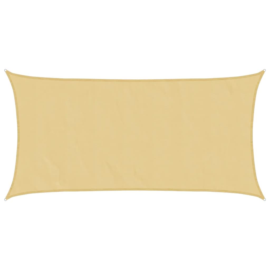 Voile d'ombrage étanche et anti-UV 5x2,5 m avec anneaux de fixation