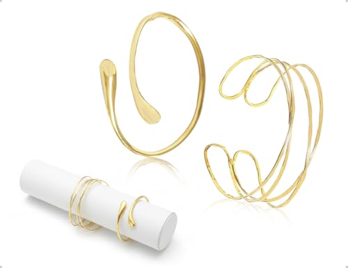 OHYANYAO 2 Piezas Brazalete para Brazo Dorado,Brazalete Ajustable Minimalista para la Parte Superior del Brazo,Espiral para la Muñeca,para...