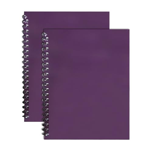TENLITE A4 Notebook – Twin Wire Spiral Bound Lined Notepad with Hard PURPLE Cardboard Cover, 140 Ruled Pages, A4 Writing Pad for Office, School, Work, Journaling & Daily Notes