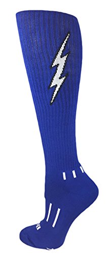 Blue with White Lightning Electric Insane Bolt Knee-High Soccer Socks2