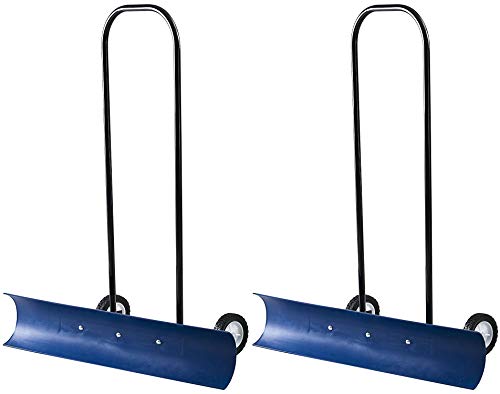 The Snowcaster 30SNC 36-Inch Bi-Directional Wheeled Snow Pusher, Blue (Pack of 2)
