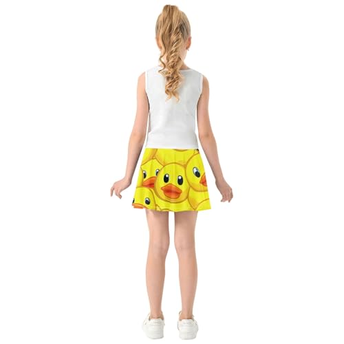 Tennis Skirts for Kids Cartoon Yellow Ducks Print Girls' Shorts Athletic Skorts Blue Pink Cheer Skirt 4t4