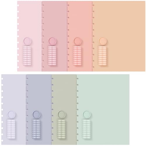 Fuutreo 8 Set Discbound Notebook Cover and Disc Set 8.5 X11.75 Inch Polyethylene Cover with Disc Suitable for Letter Size Fill Page for Work Meeting(Cute Color)