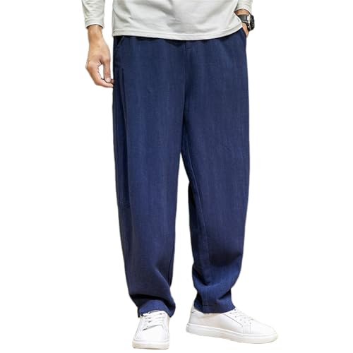 Pantalon en lin ample homme de qualité supérieure style rétro chic