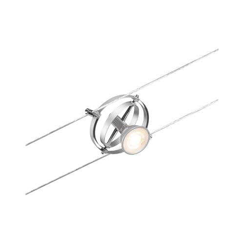 Paulmann CorDuo, punto luce per sistema di cavi per faretti, 94437, Cardan, massima CC 10 Watt, lampade con cavi, estensibile, cromato, opaco, in plastica, GU 5,3, senza lampadine