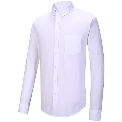 MGWDT Men's Dress Shirts Long Sleeve Oxford Button Down Shirt Classic-Fit Cotton Blouse Wrinkle Resistant2
