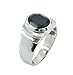 riyo Jaipur Anello in Argento Sterling 925 Adorabile, Anello Nero in Argento con Pietra Nera
