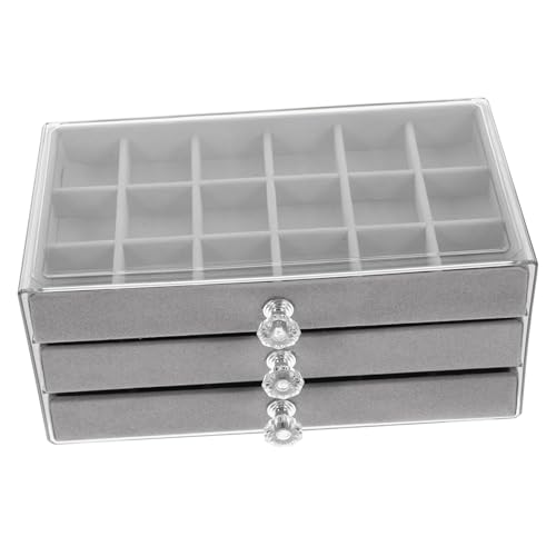 NUOBESTY Organizer Porta Gioielli Trasparente Strati con Scomparti Grande Capacità per Anelli Orecchini e Bracciali Scatola da Cassetto Leggera e Portatile per Protezione e Esposizione