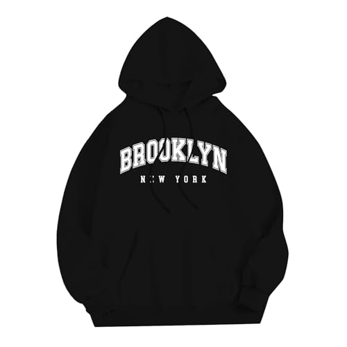 Graphic Hoodies for Men Letter Print Oversized Sweatshirts Long Sleeve Drawstring Pullover Tops with Pockets Unisex3