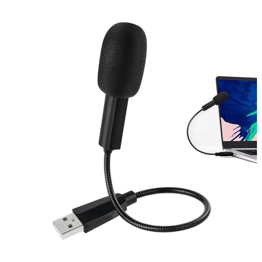 Micrófono USB para Laptop, Micrófono para Conferencias Online Condensador para PC Omnidireccional con Cuello de Cisne Ajustable 360°, para Grabación Juegos Chat en Línea YouTube Skype Computadoras
