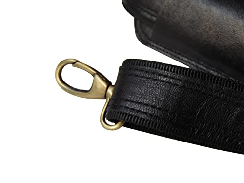 Hb Shoulder Strap Leather 57" Universal Shoulder Strap Replacement Adjustable Comfortable With Metal Hooks For Briefcase, Computer Messenger Bag, Laptop Case Duffel/Luggage/Camera Bags (Black) #TOP3