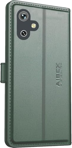 Image of AIBEX Compatible for Samsung F06 5G / Samsung M06 5G Flip Cover Leather Finish with Magnatic Closure | Inside TPU with Card Pockets | Wallet Stand | Complete Protection Flip Case -Green
