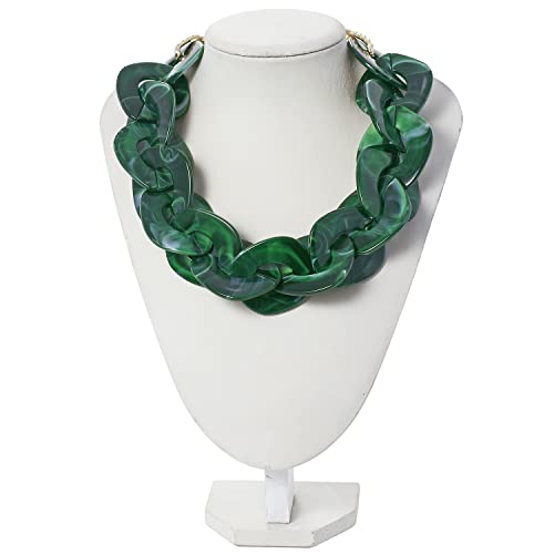 Bocar Statement Chunky Acrylic Cuban Choker Necklace Fashion Bib Collar Chain Necklace for Women (NK-10666-Deep Green) by Bocar - Used condition - Image 2