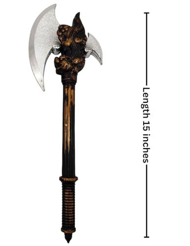 Image of BookMyCostume Plastic Dragon Battle Axe Prop for Kids & Adults | Fantasy Weapon Inspired by Parshuram Axe | Medieval Cosplay & Fancy Dress Accessory | Lightweight Plastic Double-Blade Toy