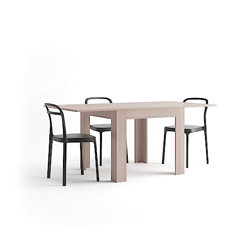 Mobili Fiver, Mesa Cuadrada Extensible Eldorado, Color Olmo Claro, Made In Italy Mobili Fiver, Mesa Cuadrada Extensible Eldorado, Color Olmo Claro, Made In Italy
