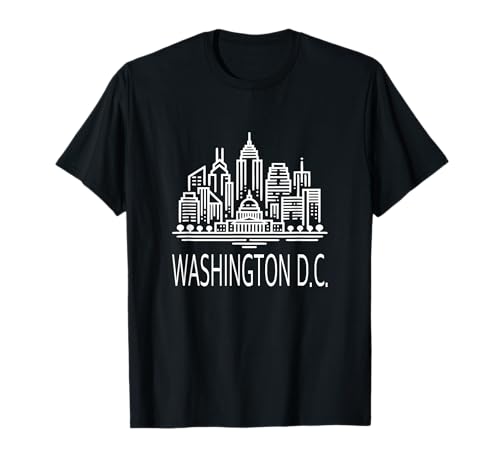 Washington D.C. Downtown City Skyline Line Art White House T-Shirt
