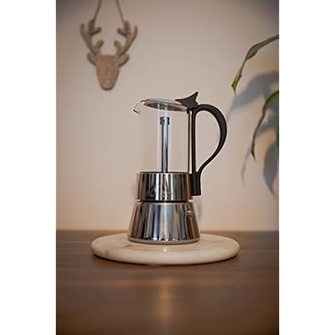HO2 HOME PARIS® Cafetera italiana 4 tazas de cristal y acero inoxidable Cover