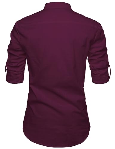 Image of Vida Loca Full Sleeve Mandarin Collor Cotton Casual Slim Fit Shirt for Men's