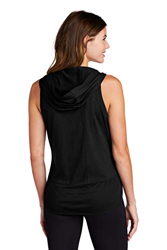 Clothe Co. Women's Ladies Tri-Blend Wicking Hoodie Tank Top,Black,M