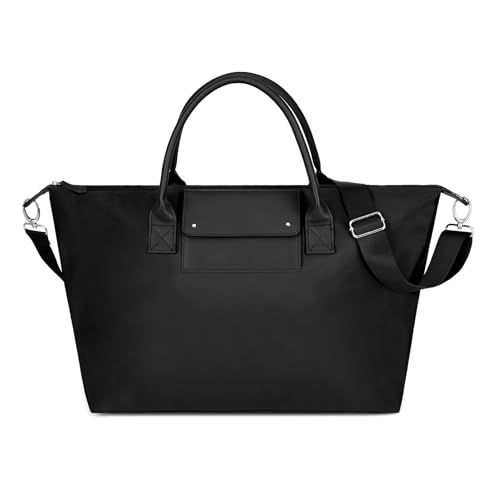 Bolso tote grande de nylon para mujer con correa y cierre miniatura 1
