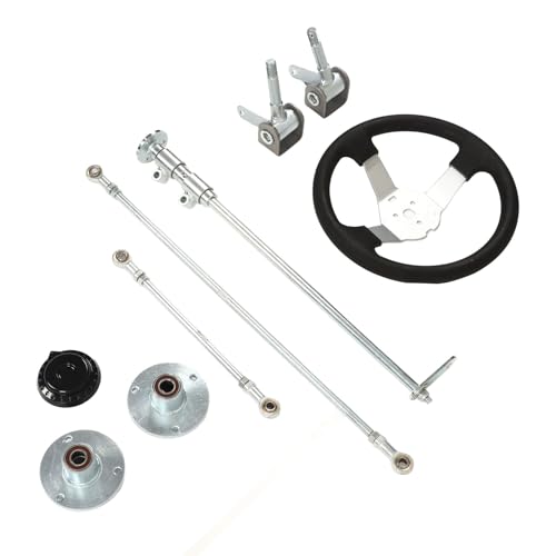 Yctze Go-Kart-Lenkrad-Set, Go-Kart-Lenkrad-Set, Metall, Go-Kart-Lenkrad-Set, 300 mm Spurstangen-Zahnstangenwellen-Set für 100 cm³, 125 cm³, 140 cm³, 150 cm³ Go-Kart