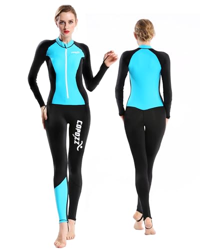 COPOZZ Womens Wetsuit Full Body Swimsuit for Women – Front Zip Wet Suit for Snorkeling, Surfing, Scuba Gear, Paddleboarding, Water Sports