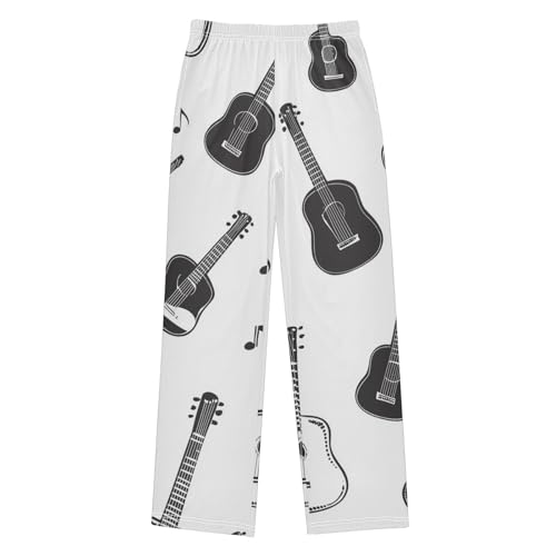 ZZXXB Guitar and Music Note Boys Long Pants Soft Trousers Elastic Waist Kids Lounge Bottoms with Pockets S-XL