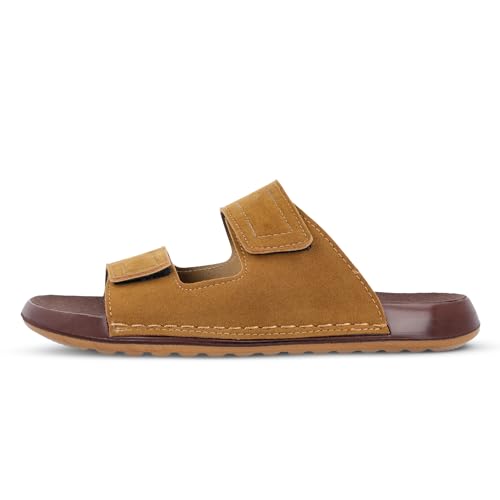 Image of WALKAROO Bounceez Men's Fashion Stylish Comfort Sandals with Cushion Sole, Lightweight - WGP53032 - Camel