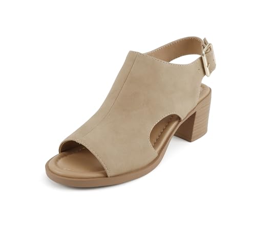 Image of CITYCLASSIFIED inchElect inch ~ Women's Peep Toe Laser Cut Geometric Caged Slingback Ankle Strap Low Stacked Heel Ankle Bootie