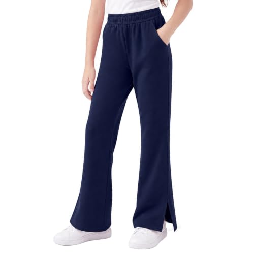 Image of Domueay Girls Leggings with Pocket Cotton Flared School Trousers 9-10 Years