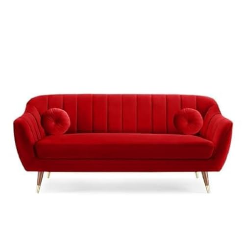 Image of 3 Seater Sofa Set with Two Cushions Perfect for Home Office Guests Living Room (Red, 3 Seater)