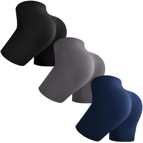 FULLSOFT Paquete de 3 pantalones cortos de gimnasio para mujer, 5 pulgadas, cintura alta, levantamiento de glúteos, yoga, entrenamiento, sin costuras, talla grande, pantalones cortos de motociclista