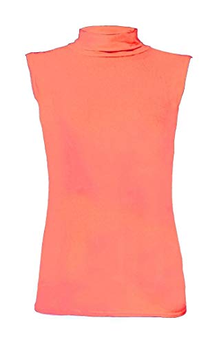 Flirty Wardrobe Débardeur sans manches pour femme Col polo Uni, corail, 36-38