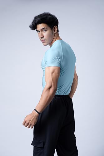 Image of COITONIC Men's Half Sleeve Compression T-Shirt - Athletic Base Layer for Gym, Sports & Fitness Training