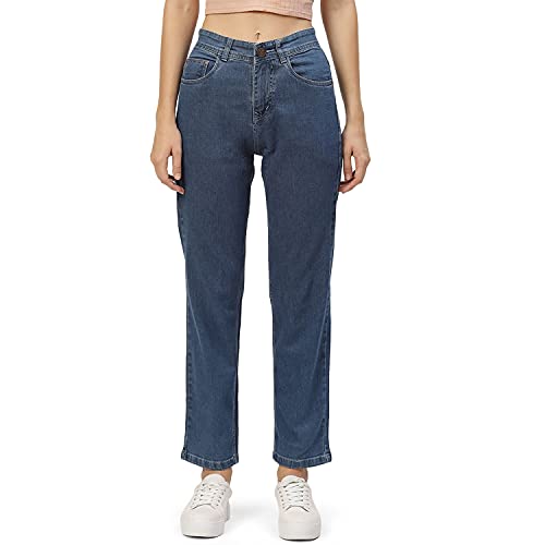 Image of PARIS HAMILTON Womens /Girls High Waist Straight fit Stretchable Denim Jeans Relaxed Fit