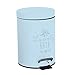 Makingifts - Pattumiera da bagno, pattumiera con pedale e coperchio, 3 litri, con scritta “Lovely”, blu, 24 cm