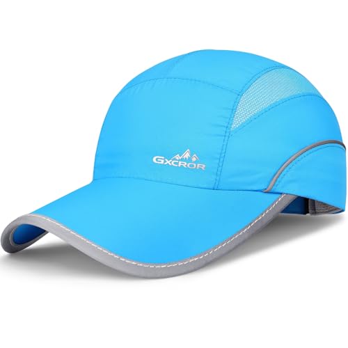 Image of GXCROR Quick-Dry Running Hat for Men & Women - UPF 50+ Breathable Mesh, Reflective Sports Cap for Outdoor, Hiking