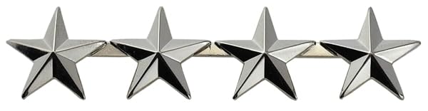 Image of Hero's Pride 4 Star Rank Insignia, Five-Pointed Star Pin, 2 Posts and Clutch Backs, Pack of 2