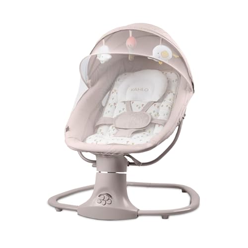Asalvo KAHLO Hamaca Balancín con Música y Bluetooth, Balanceo Automático 5 Niveles, Capota con Mosquitera, Arco de actividad, reposa Cabezas, Desde 0 Meses hasta 9 Kg, Textil Lavable (Arbolitos)