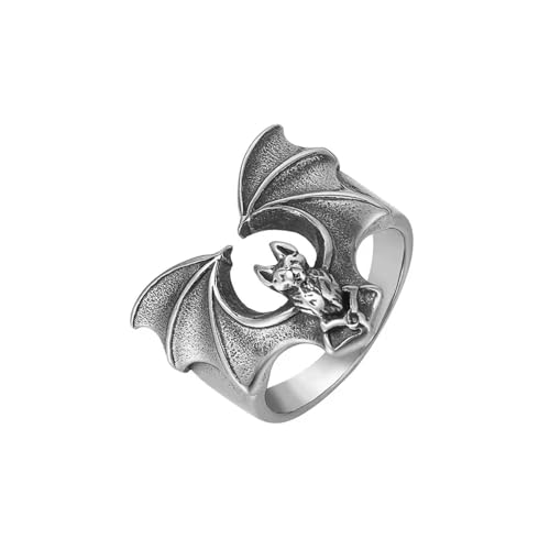 Bague bat homme et femme style punk vintage en alliage mignon