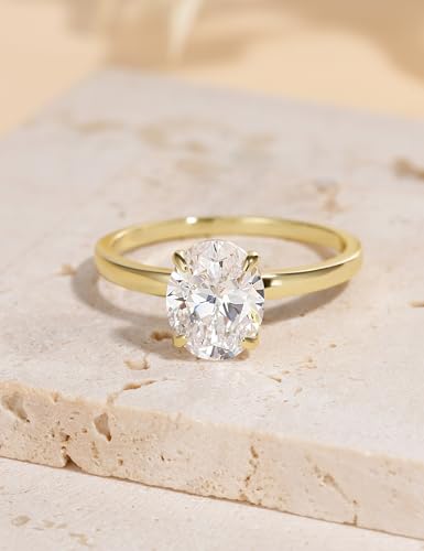 Image of EAMTI 3CT 925 Sterling Silver Engagement Rings Oval Cut Solitaire Cubic Zirconia CZ Wedding Promise Rings for Her Wedding Bands for Women Size 3-11