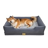 Panier Chien Grande Taille Orthopédique: Coussin Déhoussable et Lavable en Machine pour Chiens, Mémoire de Forme Canapé Lit Anti dérapant et Ultra Doux, Gris 94.5x67x19.5cm